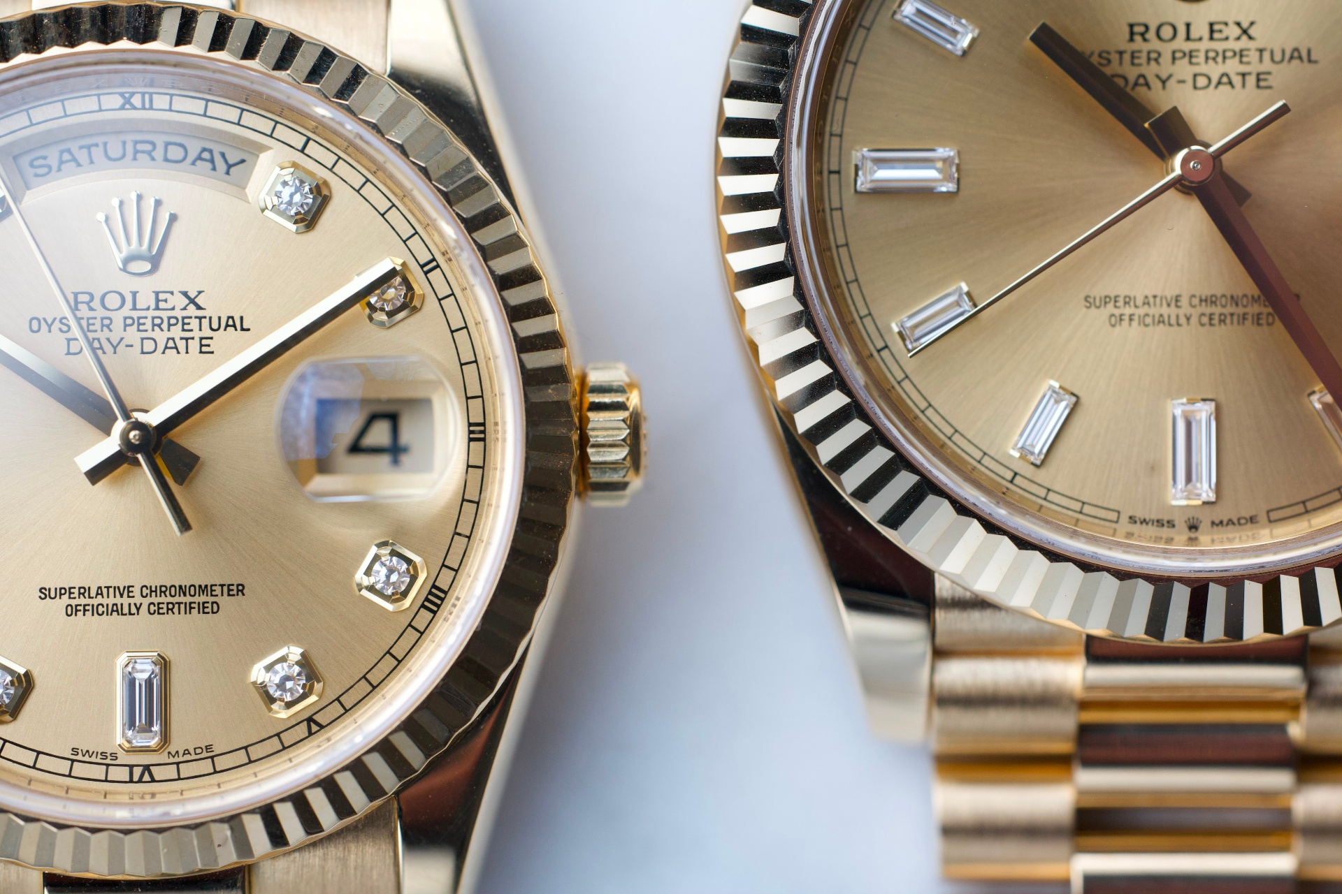 Two Rolex watches in the showroom