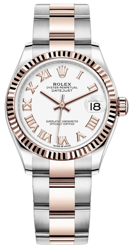 Rolex Datejust 31 Steel & Rose White Roman – Oyster