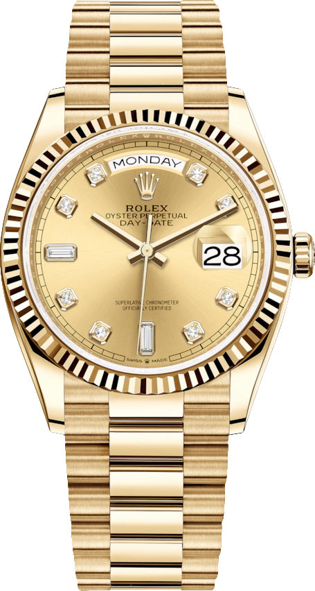 Rolex Day-Date 36 Yellow Gold Champagne Diamond Dial