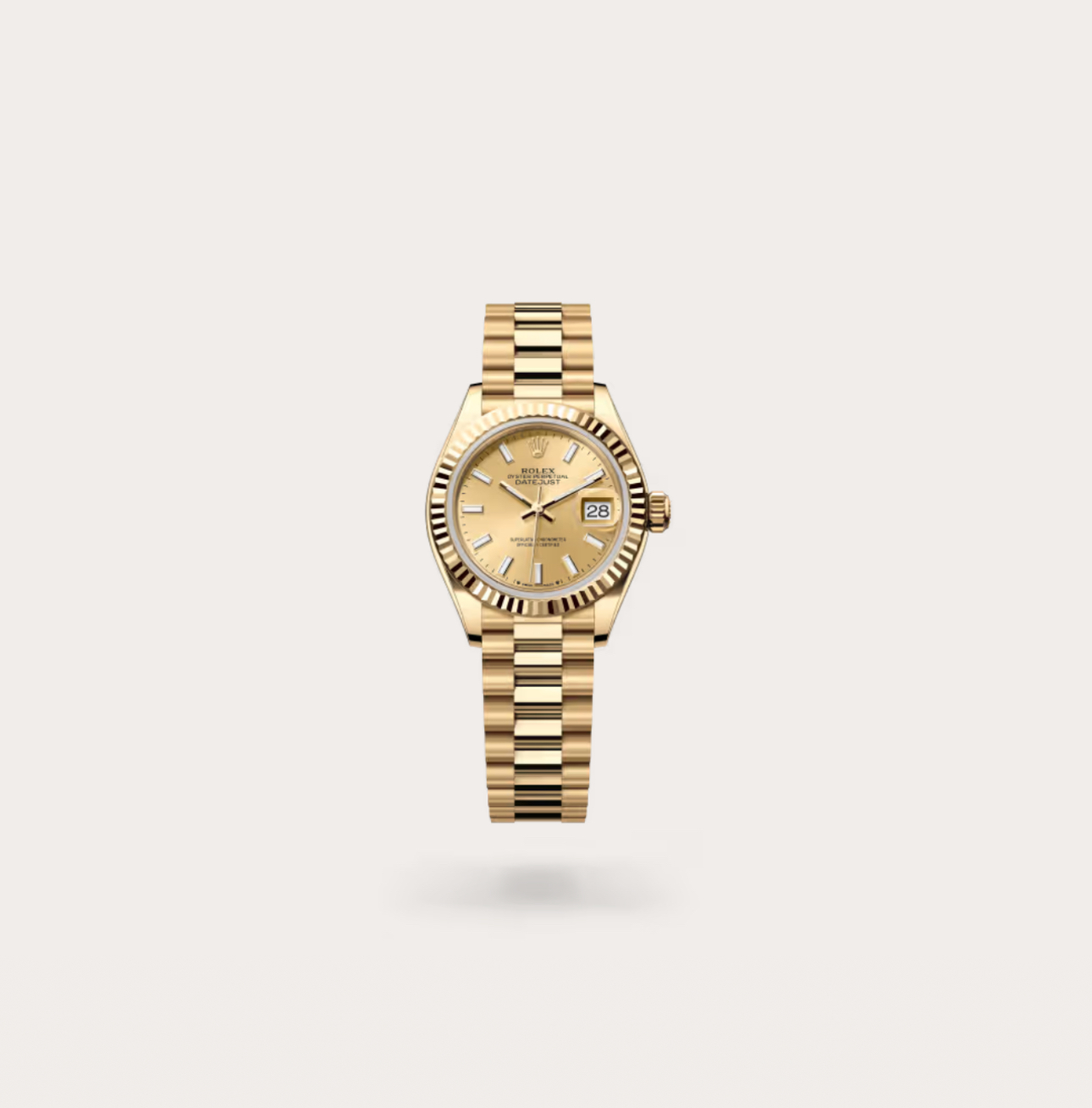 Rolex Datejust 31 Yellow Gold Champagne Baton Dial